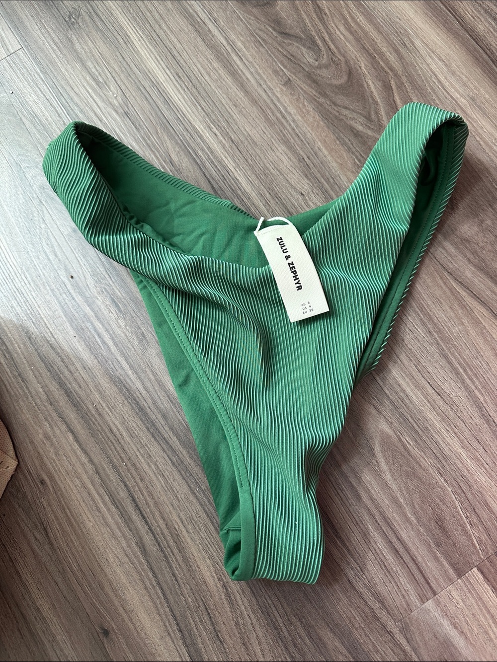 Zulu & Zephyr Ribbed Green High-Cut Bikini Bottom